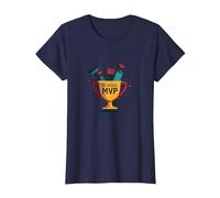 Custodians: The Real School MVP Trophy Funny Appreciation T-Shirt, Women, Navy, L