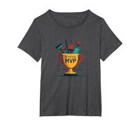 Custodians: The Real School MVP Trophy Funny Appreciation T-Shirt, Women's Plus, Dark Heather Grey, 2X