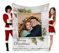 Custom 1 Photo Blanket Customized Picture Blanket Personalized Soft Blankets for Him Her My Best Friends Lover Grandpa Grandma Husband Wife New Year Birthday Valentine's Gift