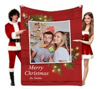 Custom 1 Photo Blanket Customized Picture Blankets Personalized Soft Flannel Blanket for Him Her My Grandpa Grandma New Year Valentine's Day Father's Day Mother's Day