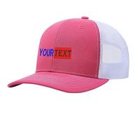 Custom 112 Trucker Cap for Adult Personalized Embroidered Logo Text Mesh Baseball Hat Sun Hat for Summer Travel Beach Pink White