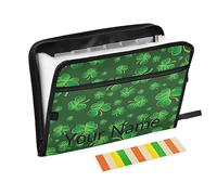 Custom 13 Pockets Expanding File Folders with Labels Add Your Name to Personalize A4 Letter Size Paper Accordion Document Organizer Office School Texture Shamrocks St. Patrick's Day Clover Lucky Green