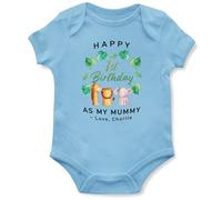 Custom 1st Birthday as My Mummy Babygrow Baby Boys Girls Safari Animals Vest for Mums Bday Personalised Mum Gift, 12-18 Months, Light Blue