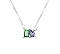 Custom 2 Birthstones Necklace Dainty Birthstone Jewelry for Women Cubic Zirconia Couples Charm Personalized Jewelry