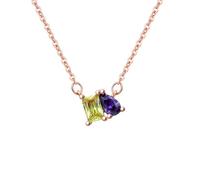 Custom 2 Birthstones Necklace Dainty Birthstone Jewelry for Women Cubic Zirconia Couples Charm Personalized Jewelry