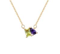 Custom 2 Birthstones Necklace Dainty Birthstone Jewelry for Women Cubic Zirconia Couples Charm Personalized Jewelry