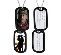 Custom 2 Dog Tags Photo Picture Pendant Necklaces for Men Dad PAPA with Silencer Memorial Engraved Jewellery Keepsake Gift for Retired Soldiers