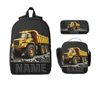 Custom 2D Flat Engineering Car-Themed Backpack for Architecture Lover Personalized Construction Car-Themed Backpack Set for Women or Men Architecture Enthusiasts Truck Print Daypack with Names