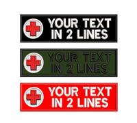 Custom 2PCS Personalized Embroidery Red Cross Medical Assistance Name Patches, Personalized Removable Tactical Patches Hook and Loop, Embroidered Tactical Tags for Backpack Vest Jackets(2 Line)