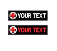 Custom 2PCS Personalized Embroidery Red Cross Medical Assistance Name Patches, Personalized Removable Tactical Patches Hook and Loop, Embroidered Tactical Tags for Backpack Vest Jackets