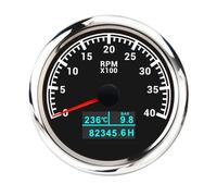 Custom 3000RPM 4000RPM 85MM 3 In 1 Car Gauge With Tacho Sensor Tachometer Water Temp Oil LCD Hourmeter Red Backlight(Double tumble holder)