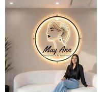 Custom 3D Backlit Business Sign - Personalized Illuminated Logo Signs with Floating Metal Design - Dimmable Shop Signage Customizable for Business Storefront Beauty Salon Studios and Cafe Restaurant