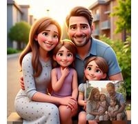 Custom 3D Cartoon Animation Portrait, Personalized Family 3D Pixar, Holiday Posters, Wall Decorations For Father'S Day, Mother'S Day, Graduation Gifts, Etc.