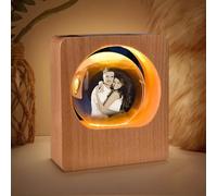 Custom 3D Crystal Photo Night Light - Personalized Glass Photo Ball with Customized 3D Picture Engraving, LED Light Wood Base, Unique Custom Gifts for Family, Pets, Birthday, Valentine's Day (Style 1)
