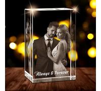 Custom 3D Crystal Photo, Personalized Gifts with 3D Laser Etched, Engraved Inside the Crystal Using Your Photo Customized Memorial Customized Gifts for Mother's Day (Cuboid)