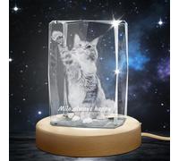 Custom 3D Crystal Photo, Personalized Gifts with 3D Laser Etched, Engraved Inside The Crystal Using Your Photo Customized Memorial Customized Gift for Women Men (Corrugated Cuboid)