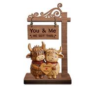 Custom 3D Effect Animal Couple Standing with Name for Anniversary Valentine Birthday Wedding Personalized You and Me We Got This Cow Couple Wooden Plaque for Lover Wife Husband Boyfriend Girlfriend