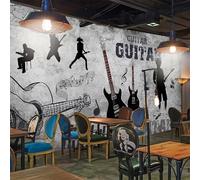 Custom 3D Mural Wallpaper Hand Painted Music Theme Guitar Graffiti Cement Fresco Restaurant Ktv Murals-300X210Cm