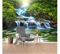 Custom 3D Mural Wallpaper Waterfall Pond with Mandarin Ducksbackground Wall Mural Home Décor Papel De Parede Home Décor Tapety Art-400X280Cm