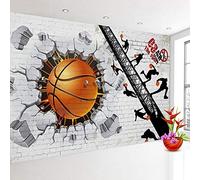 Custom 3D Mural Wallpaper White Brick Wall Basketball Poster Retro Bar Cafe Restaurant Background Photo Wall Painting Modern,240cm(W) x 220cm(H)