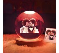 Custom 3D Photo Crystal Ball Night Light Funny Gift Crystal Ball Model LED Light Wooden Base Multicolor Changing Fashionable Healing Goods Indirect Lighting Crystal Ball Atmosphere Creating Children