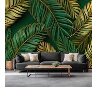 Custom 3D Photo Wallpaper 150 x 105 cm, Tropical Palm Leaf Pattern Wall Mural Photo Wallpaper Poster Living Room Bedroom Tv Background Wall Home Decoration, Yellow Green