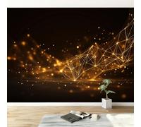 Custom 3D Photo Wallpaper 400 x 280 cm, Geometric Dots and Glowing Lines Wall Mural Photo Wallpaper Poster Living Room Bedroom Tv Background Wall Home Decoration, Black