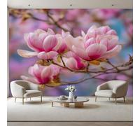 Custom 3D Photo Wallpaper Nature Plants Florals in Red Wall Mural Large Wall Paper Plants Magnolia Poster Living Room Bedroom Tv Background Home Decoration 250x175cm(W x H) Feature Wallpaper