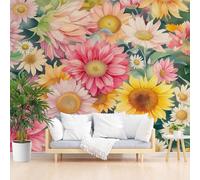 Custom 3D Photo Wallpaper Painted Floral Art Wall Mural Large Wall Paper Colorful Floral Poster Living Room Bedroom Tv Background Home Decoration 500x317cm(W x H) Feature Wallpaper