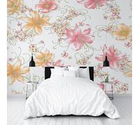 Custom 3D Photo Wallpaper Watercolor Plants Lily Floral Wall Mural Large Wall Paper Painted Art Floral Poster Living Room Bedroom Tv Background Home Decoration 500x317cm(W x H) Feature Wallpaper