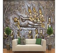 Custom 3D Stereoscopic Metal Embossed Buddha Statue Photo Wallpapers for Temple Thai Home Decor Mural Wall Paper 3D-200 * 140Cm
