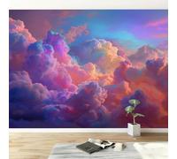 Custom 3D Wallpaper Mural 150 x 105 cm Dreamy Rainbow Sky Cotton Candy - Non-Woven Wall Poster for Living Room or Bedroom, Photo Wall Art for Home Decoration, Premium Quality, Pink