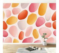 Custom 3D Wallpaper Mural 300 x 210 cm Abstract Rock Circular Element - Non-Woven Large Wall Poster for Living Room or Bedroom, Photo Wall Art for Home Decoration, Premium Quality, Pink