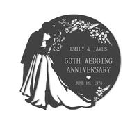 Custom 50th Wedding Anniversary Metal Sign - Personalized 5th, 10th, 25th, 40th, 60th Year Gift - Couple Name Sign for Parents, Husband & Wife - Bridal Shower Gift - Metal Wall Art