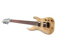 Custom 8 string electric guitar, tree burl maple top, five pieces neck, three body