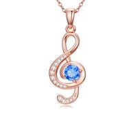 Custom 925 Sterling Silver Rose Gold-Plated Bround Birthstone Necklace for January-December