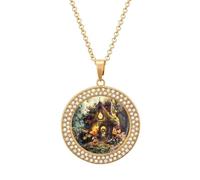 Custom A Small Fairy Tale House Picture Necklace Personalized Circle Chain Pendant Gold/Silver Photo Dog Tag Keepsake Necklaces Hip Hop Memorial Jewelry Gifts for Men Women, One Size, Titanium Steel