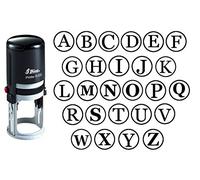 Custom A-Z Alphabet Stamp in Black Ink Monogram Round Rubber Stamp Self Inking Initial Stamp Shiny Mini Stamper 20 mm