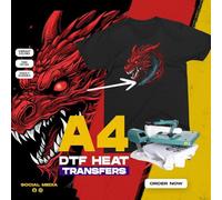 Custom A4 Heat Transfer Stickers - Pack of 5 - (A4) 29.7 x 42cm - Personalised DTF Transfers - Iron on Transfers for T-Shirts - Custom Design Gang Sheet Transfers