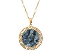 Custom Abstract Art Geometry Picture Necklace Personalized Circle Chain Pendant Gold/Silver Photo Dog Tag Keepsake Necklaces Hip Hop Memorial Jewelry Gifts for Men Women, One Size, Titanium Steel