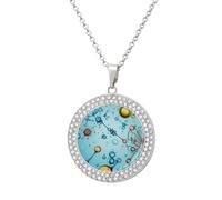 Custom Abstraction Biology Chemistry Picture Necklace Personalized Circle Chain Pendant Gold/Silver Photo Dog Tag Keepsake Necklaces Hip Hop Memorial Jewelry Gifts for Men Women, One Size, Titanium