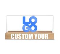 Custom Acrylic Card Table Cards with USB Light Base Add Your Text/Photo/Logo Personalised Led Place Cards, Table Numbers&A4 Display Stand for Business, Trade Show, Office Desk Or Event Branding