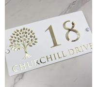 Custom Acrylic Modern House Numbers Sign,Custom Laser Cut Address Plaque,Home Number Plate,Home Decor (White Gold,40x20cm)