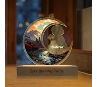 Custom Acrylic Moon Night Light with Text, Personalised Name And Date Acrylic Night Light for Kids, Customised ChildrenS Bedroom Decoration Night Light, Personalised Gifts for Boys, Girls, Newborns