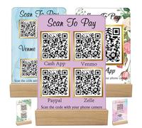 Custom Acrylic Multi QR Code Sign for Business Personalised Venmo Zelle Cashapp Paypal Scan to Pay QR Display Social Media Wifi QR Code Plaque for Salon Beauty Store-Vertical-4QR