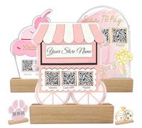 Custom Acrylic Multi QR Code Sign for Business Personalised Venmo Zelle Cashapp Paypal Scan to Pay QR Display Social Media Wifi QR Code Plaque for Salon Beauty Store-Food Cart Shape