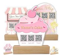 Custom Acrylic Multi QR Code Sign for Business Personalised Venmo Zelle Cashapp Paypal Scan to Pay QR Display Social Media Wifi QR Code Plaque for Salon Beauty Store-Cake Shape
