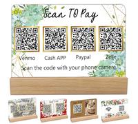 Custom Acrylic Multi QR Code Sign for Business Personalised Venmo Zelle Cashapp Paypal Scan to Pay QR Display Social Media Wifi QR Code Plaque for Salon Beauty Store-Horizontal-4QR