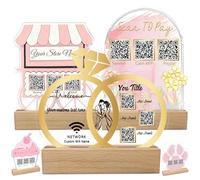 Custom Acrylic Multi QR Code Sign for Business Personalised Venmo Zelle Cashapp Paypal Scan to Pay QR Display Social Media Wifi QR Code Plaque for Salon Beauty Store-Ring Shape