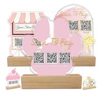 Custom Acrylic Multi QR Code Sign for Business Personalised Venmo Zelle Cashapp Paypal Scan to Pay QR Display Social Media Wifi QR Code Plaque for Salon Beauty Store-Dog Paw Shape